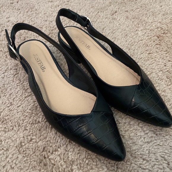 🕶️ JustFab Size 7.5 the ‘Lauryn’ Black Crock Chunk Heel - Picture 2 of 4